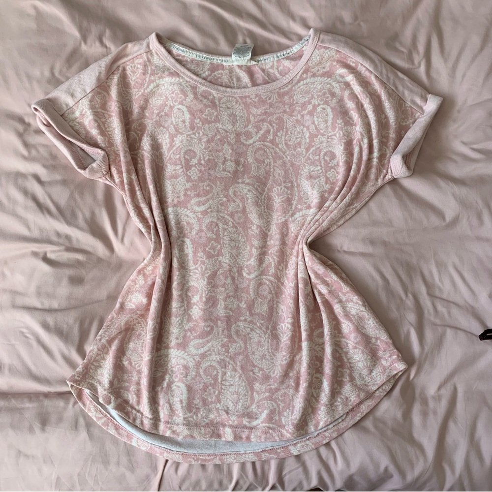 Lucky Brand Light Pink Paisley Tee